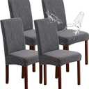 Genina Waterproof Chair Covers for Dining Room Set of 4, Dining Chair Cover Removable Parson Chair Slipcover Chair Protectors Covers for Kitchen (Argyle-Dark Gray, 4 PCS)