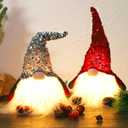 Juegoal 12" Lighted Christmas Gnome, Handmade Sequins Hat Scandinavian Swedish Tomte, Light Up Elf Toy Holiday Present, Battery Operated Winter Tabletop Christmas Decorations, 2 Set
