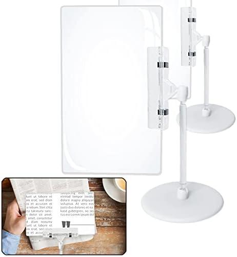 Magnifying Glass Sheet -2 Sets Full Page Magnifier for Reading with Stand Large Flexible Hands-Free Magnifying for Low Vision Elderly, Seniors,Book, Close, Crafts, Sewing, 7x5 inch, 3X