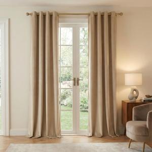NICETOWN Beige Velvet Curtains 96 inches Long - Room Darkening Soundproof Window Treatment for Nursey, Grommet Top Drapes for Living Room (1 Pair, W52xL96 inches)