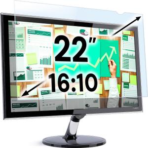 22 inch Blue Light Blocking Screen Protector Panel for 16:10 Widescreen Computer Monitor and Laptop - PC Anti-UV Eye Protection Filter Film - Anti-Scratch Diagonal Frame Shield [1 Pack]