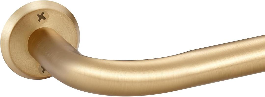 Room Darkening Curtain Rods for Windows, 28 to 53 Inches Splicing Construction Drapery Rod, 1" Adjustable Blackout Wrap Around Curved Curtains Rod, Wall Mounted Ceiling Mounted, Brushed Gold