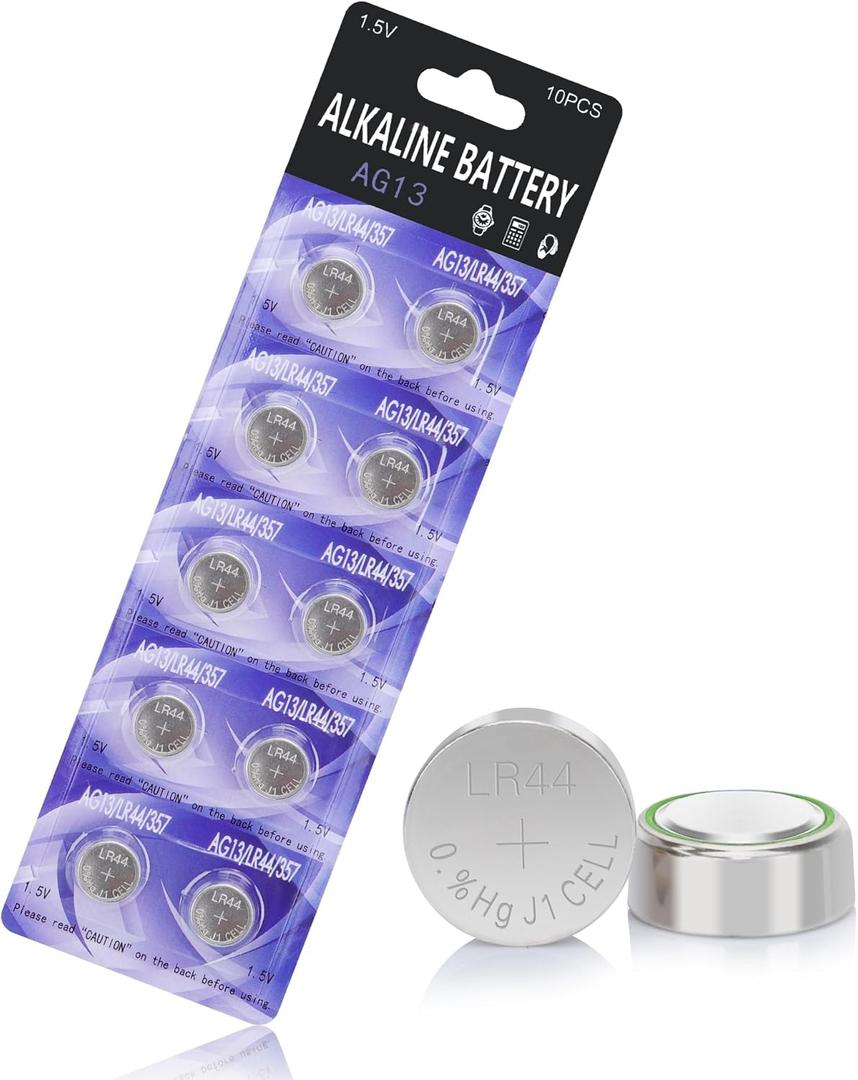 LR44 Batteries 10 Pack, L1154F AG13 357 303 SR44 A76 Premium Alkaline Battery 1.5V Button Coin Cell Battery for Watch Batteries