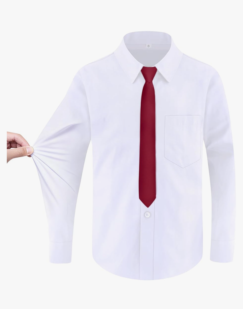 Boys Long Sleeve Button-Down Dress Shirts with Tie: 2 Fabrics (Stretch/Standard) & 2 Fits (Regular/Husky) 14