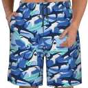 Ocean Shark Mens Swim Trunks with Liner Pockets 9" Quick Dry Beach Shorts Funny Bathing Suit Swimwear, L