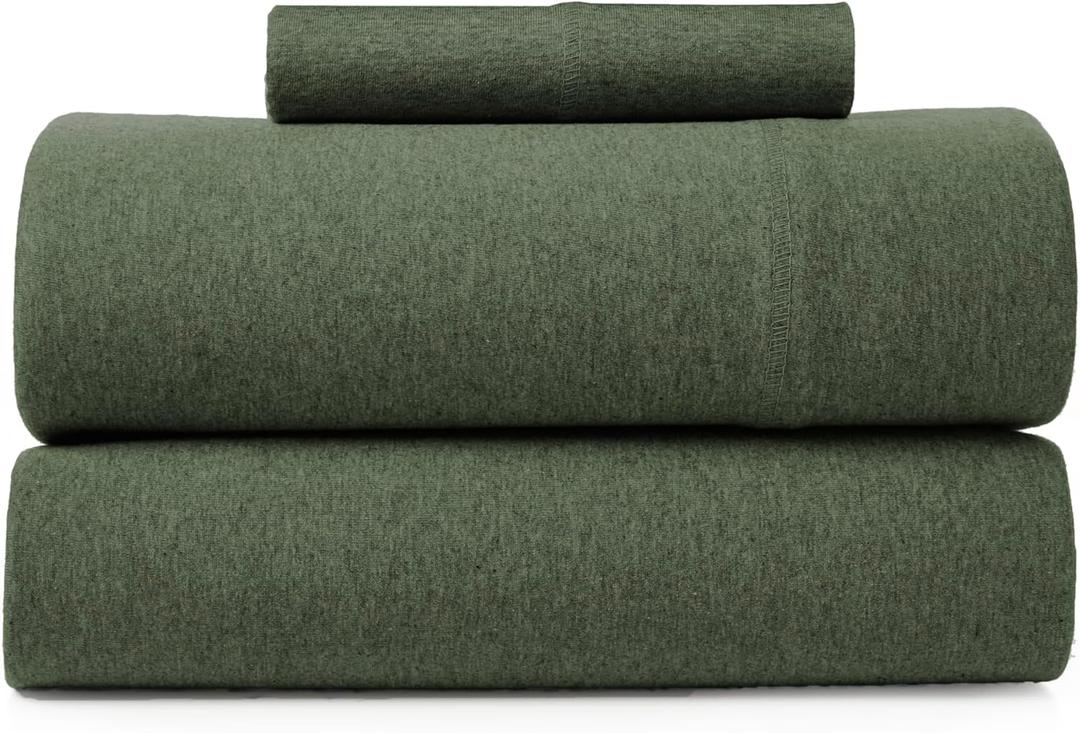 Road Trip America Jersey Sheets Twin Set - Cotton (3 Pieces) All Seasonal Deep Pockets Soft Cozy Knit Stretchy Bed Sheets - Hotel and Residential Quality (Green, Twin)
