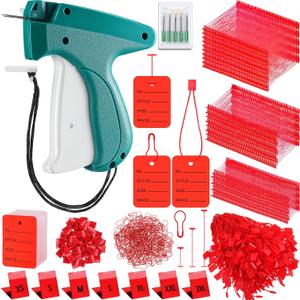 Chumia 3576 Pcs Tagging Gun Clothes Garment Tag Attacher Kit with Needles Standard Plastic Barbs Fasteners Hang Label Strings Gourd Safety Pins Retail Price Size Label for Warehouse(Red)