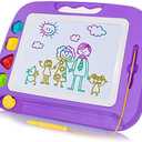 SGILE Large Magnetic Drawing Board - 4 Colors 16×13in Writing Painting Doodle Pad with 4 Stamps for Toddlers, Learning Educational Toy Etch Sketch Gift for 36+ Month Kids Girls Boys, Purple