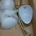 3 Lights Gold Chandelier Mid Century Modern Light Fixture, 65.5" Gold Modern Chandelier with White Glass Shade, 3 Arm Pendant Light for Dining Room Living Room Bedroom Kitchen