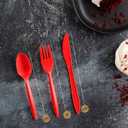 PLASTICPRO 1000 piece Cutlery Combo set of Red Plastic Forks, Spoons, and Knives Disposable Colored Cutlery Bulk Pack Variety Pack for Party Home Office