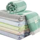Casa Platino Turkish Beach Towels Set of 6, Lightweight and Soft Quick Dry Towels, Pre-Washed and Sand Free, Ideal for Travel, Summer Vacations, Family Trips, or Resort Pool Use 39"x71" Beach Grass
