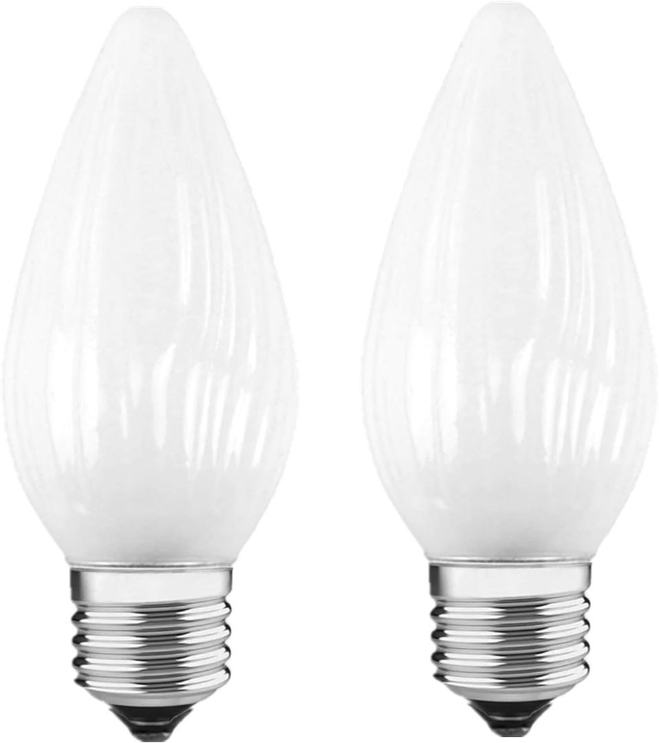F15 40W Frosted Incandescent Light Bulbs, Daylight White 5000K,ge Light Bulbs 40 watt,Dimmable,E26 Medium Base,Vintage Wrinkle Glass Cover (2PACK)