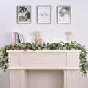 Dolicer 2 Packs 6FT Artificial Eucalyptus Garland, Faux Greenery Garland Hanging Fake Silver Dollar Eucalyptus Leaves Vines for Wedding Backdrop Arch Table Wall Party Home Decor