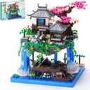 Cherry Blossom Treehouse Micro Mini Building Block Sets Japanese Bonsai Tree Peach Blossom Pool Architecture Building Model Toy Gift for Adults 2500 Pieces