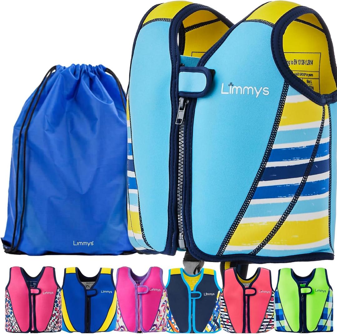 Limmys Swim Vest for Toddlers & Kids - Adjustable Buoyancy Swimming Aid, CE Safety Certified, Award-Winning Parent-Approved Design, Soft Neoprene Comfort, Secure Durable Design, Carry Bag Included