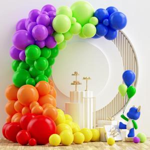 NISOCY Rainbow Balloons Arch Kit, 126PCS 18In 12In 10In 5In Colorful Rainbow Balloons Different Sizes for Engagement, Wedding, Birthday, Baby Shower Anniversary Celebration Decoration
