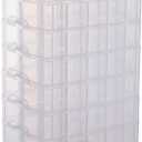Sooyee 6-Tier Stackable Craft Organizers and Storage Box with 60 Compartments,Plastic for Toys,Dolls, Arts and Craft, Fuse Beads, Washi Tape, Rock Collection, Ribbons,Clear