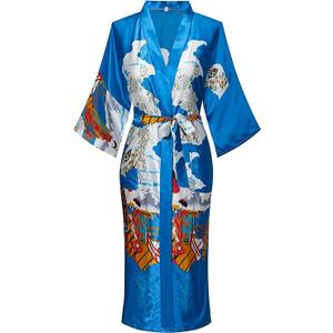 VIKEY Women's Floral Satin Kimono Robe Long Silky Robes Sleepwear for Bride Bridesmaid Wedding Party Nightgown, S