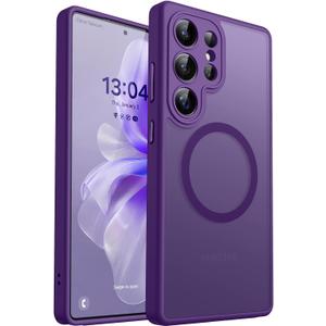 CANSHN Designed for Samsung Galaxy S25 Ultra Case (2025) [Full Camera Protection] [Compatible with Magsafe] Translucent Matte Back Protective Phone Cover, Deep Purple