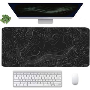 Topographic Mouse Pad, Extended Gaming (35.4x15.7 in), Desk Mat Laptop Waterproof Decor Writing for Work, Game, Office, Home - Topographic Contour
