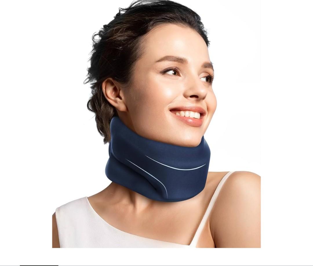 Neck Brace Cervical Collar - Neck Support Brace for Sleeping, Soft Foam Wraps Keep Vertebrae Stable and Aligned for Relief of Cervical Spine Pressure for Women & Men, (12.6-15.8 Inch) Blue