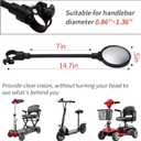 2Pcs Electric Scooter Rear View Mirrors, Adjustable 360 Rotating Wide-angle Mobility Scooter Rear View Mirrors for Elderly, Universal Fit Wheelchair Accessories