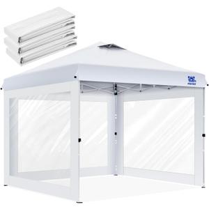 3Pcs Clear Canopy Sidewalls for 10x10 Pop Up Tent, Transparent Window Curtain Cloth, 8 Mil PVC Enclosure Fabric with Zipper, White (Not Including Frame and the top,Sidewalls ONLY)