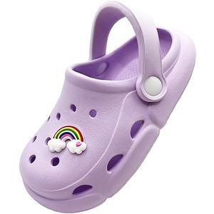 POPO PEA Girls Little Kids Luminous Sandals (Runs 1 Size Large) Boys Wide Pool Slip on Clogs Big Kid Toddler Garden Water Soft Sandal Children Comfortable Swim Beach Shoes Purple 180