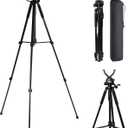 Dreamoon Adjustable Height 66.2" Rifle Shooting Tripod with 360 Rotating V Yoke and Camera Tripod Mount Adapter, Spirit Level, Lightweight Aluminum Stand & Carrying Bag for Hunting Outdoor Activities