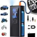 Tire Inflator Portable Air Compressor, 150PSI Air Pump with Digital Pressure Gauge, 25000mah & 2X Faster Cordless Tire Pump for Car, Bike, Motorcycle, Ball and More (Black)