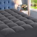 ELEMUSE Queen Grey Mattress Topper, Thick Pillow Top Mattress Pad Cover