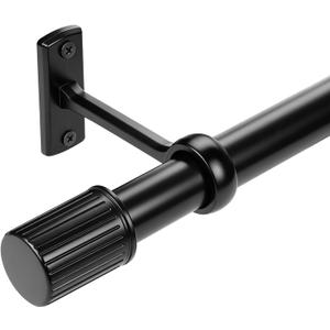 Matte Black Curtain Rods for Windows 48 to 84 Inches, Adjustable Heavy Duty 1" Diameter Curtain Rod with Modern Solid Metal Finials for Outdoor Farmhouse Bedroom Kitchen Living Room