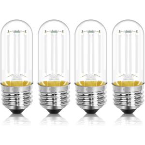 4 Pack 3.2 Inch T10 Blue Light Bulb, E26 Base Edison Bulbs Dimmable, AC 120V 60 Watt Equivalent Clear Glass Filament Bulb, Halloween Christmas Party Bar Colored Light Bulbs, UL Listed