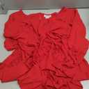 2026 Dresses for Women V Neck Puff Fall Long Sleeve High Waist Ruffle Casual A-Line Swing Mini Dress Red, XXL