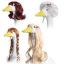 4pcs Porch Goose Wigs Set - Chemical Fiber Porch Goose Outfits Accessories for Outdoor Statue Garden Patio Yard Goosey Decoration