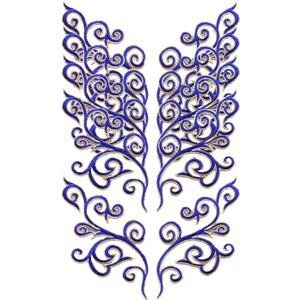 5 Pairs Embroidered Fancy Baroque Applique Swirl Iron on Patches Scroll Badge with Gold Trimming for Wedding Gown Dress Shoe Shirt Borders (Royal Blue)
