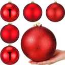 Wettarn 6 Pieces Large 6" Christmas Balls Christmas Tree Decoration Ornaments Shatterproof Balls for Birthday Easter Valentine Wedding Decorations 4th of July Memorial Day (Red Mix)