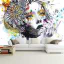 Colorful Graffiti Art Wallpaper Mural for Dressing Room Beauty Nail Salon (Not Peel and Stick), 149" x 96"