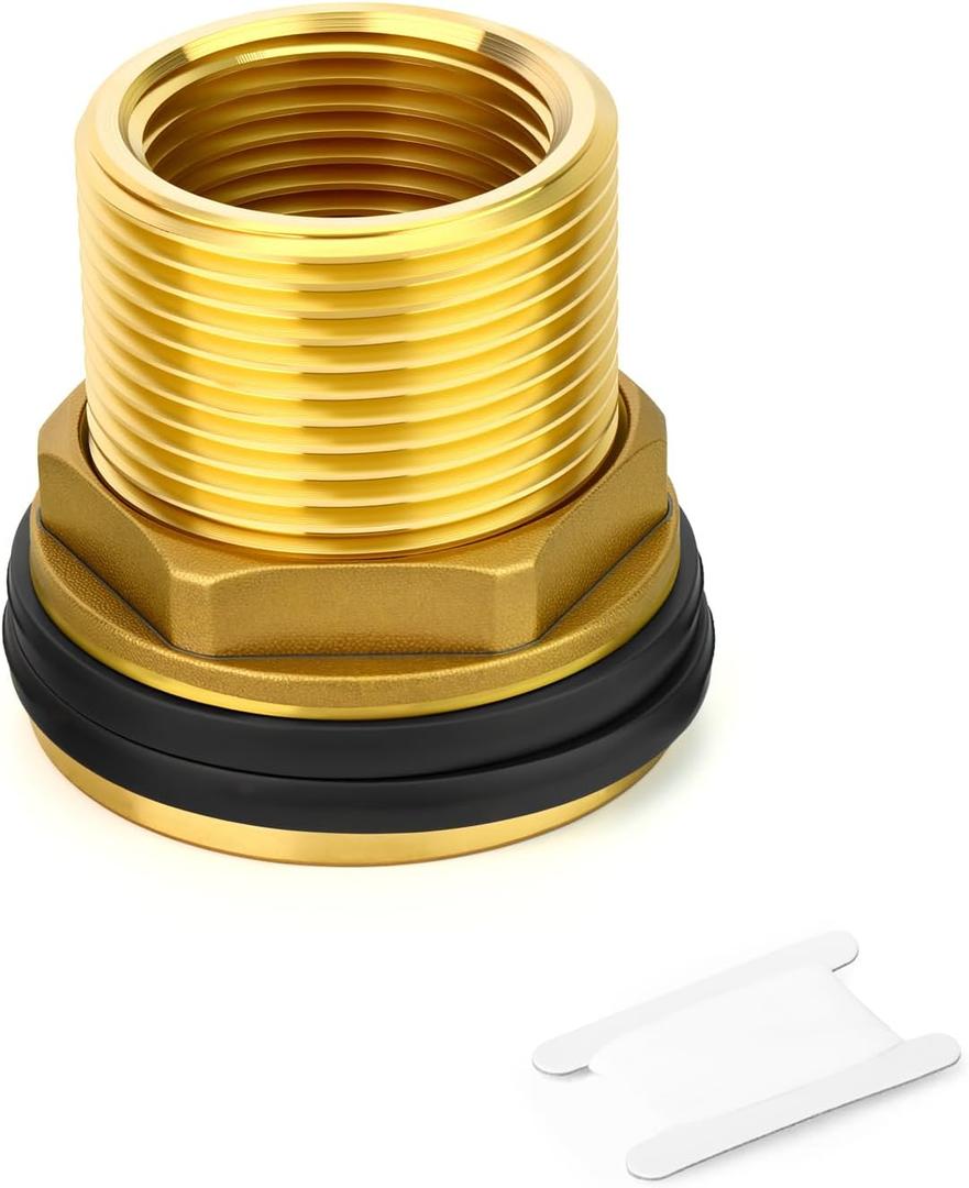 1PCS Brass Water Tank Connector, 1-1/2" NPT Female 2" NPT Male, Bulkhead Tank Adapter Fitting, with Rubber Ring, for Water Towers/Various Pipes/Fittings