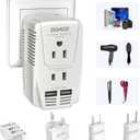 Upgraded 2000W 220V to 110V Converter for European Travel, Voltage Converter US to Europe for Hair Dryer Straightener Curling Iron, 2300W Adapter with EU/UK/AU/US Plugs for Laptop Camera Cell Phone (White)