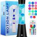 17 Colors Changing Liquid Motion Lamp with Remote,15.6" LED Night Light Relaxing Table Lamp for Kids & Adults, Liquid Light for Bedroom Home Decor (Black)