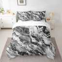 Feelyou Marbling Comforter Set with Sheets Twin Size Kids Geometric Bed in a Bag for Boys Girls Teens Modern Art 7 Pieces Set Grey Black Room Decor Fashion