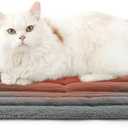 Bedsure ComfyFleece™ Self-Warming Cat Bed, Small Self-Heating Dog Crate Pad, Thermal Extra Warm Puppy Mat Indoor, Non-Slip & Washable, Not Electric, 24" x 18", Grey