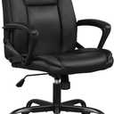 Home Office Chair Ergonomic Desk Chair PU Leather Task Chair Executive Rolling Swivel Mid Back Computer Chair with Lumbar Support Armrest Adjustable Chair for Men (Black)