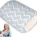 Povkufii Nursing Arm Pillows for Breastfeeding, Baby Feeding Arm Pillow Portable and Washable for Travel, Soft Cotton Ergonomic Bottle Nursing Essentials Blue Ripple