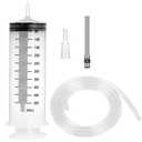 500ml Large Syringe with 27.6 Inch Tube and Blunt Needle, Sterile and Individual Sealed, Plastic Garden Syringe for Liquid, Paint, Epoxy Resin, Oil, Watering Plants, Refilling