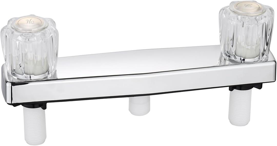 Mobile Home Shower Faucet, Rv Shower Faucet for Matco-Norca 8 on Center Valves, Wall Mount Plastic RV Shower Faucet, 2 Valve, Chrome