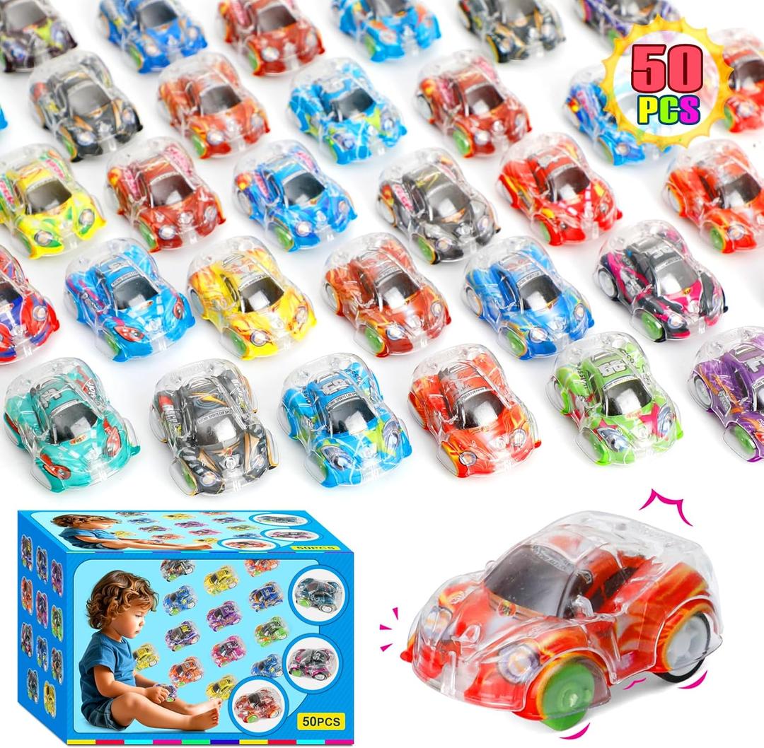 Worgree 50 Pcs Mini Pull Back Cars, Small Race Car Toys Bulk Party Favors for Kids 4-8 8-12 Treasure Box Toys for Classroom Prizes Pinata Goodie Bags Stuffers Birthday Gifts for Boys Girls Toddlers