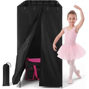 360 Privacy Curtain Changing Room System for 28" Dance Bag with Rack, Detachable Portable Backstage Privacy Dancer Changing Room Curtain for Training Competition Outdoor Camping (No Bag)