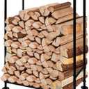 BUKLYN Firewood Rack Outdoor - 26 * 12 * 36inch, Firewood rack Indoor Coating Fireproof and Rustproof, Thickened Round Iron Pipe Material, Black Simple Style, Suitable for Indoor Fireplace